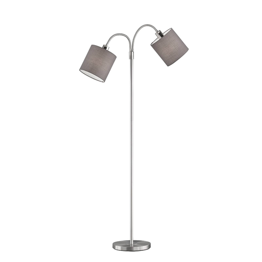 Golvlampa Cozy, 2 lampor, chintz, nickel/grå