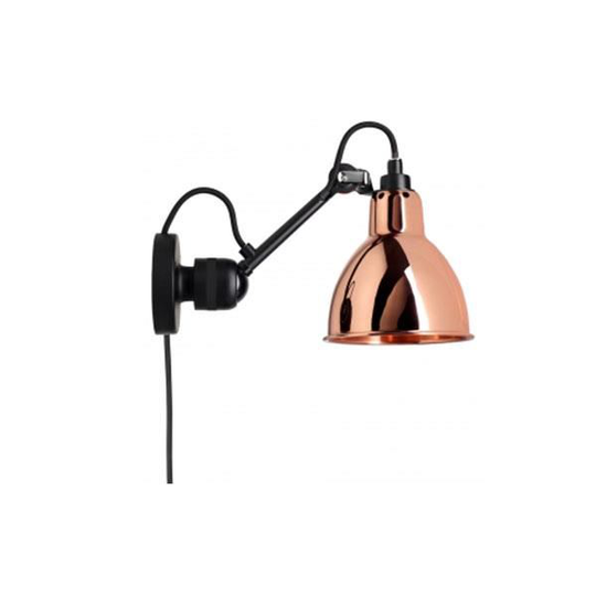 Lampe Gras N304 Vägglampa Matt Svart & Koppar Med Sladd