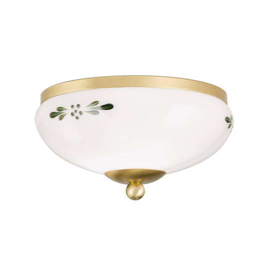 Taklampa Landhaus mässing opal grön Ø 21 cm