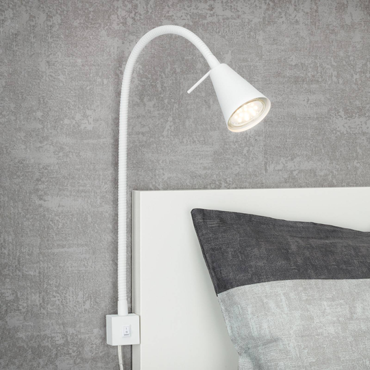 LED-vägglampa 2080 för montering vid sängen, vit