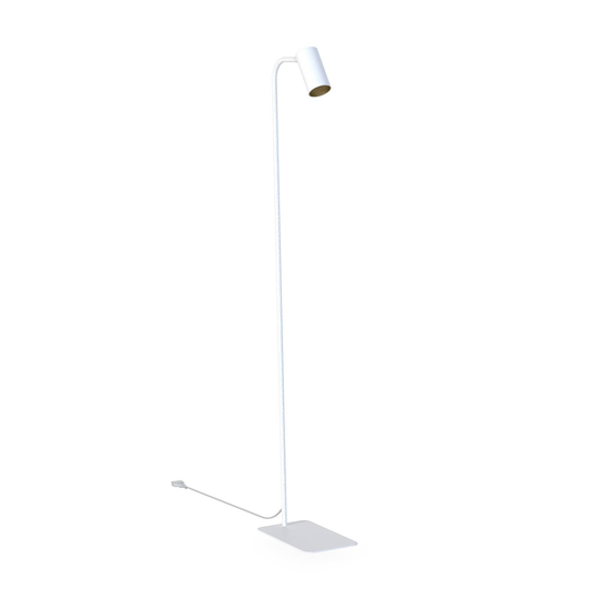 Golvlampa Mono, huvud vridbart, vit/guld