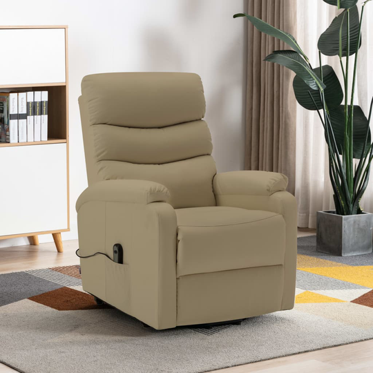 vidaXL Reclinerfåtölj med uppresningshjälp cappuccino konstläder