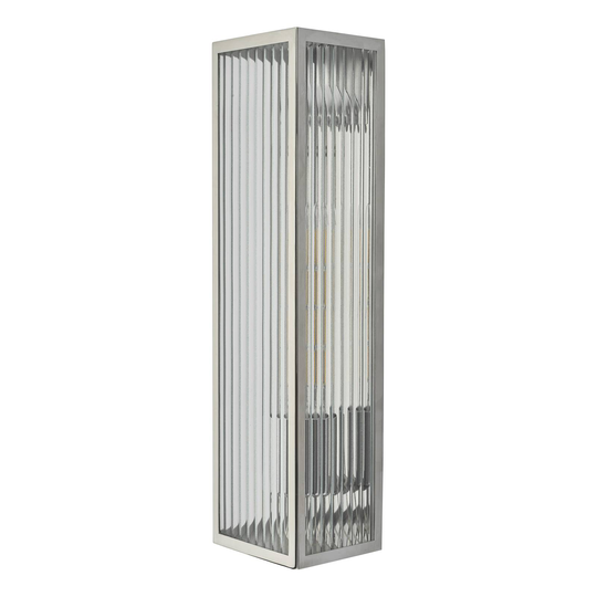 Vägglampa Keegan med IP44-skydd, rostfritt stål