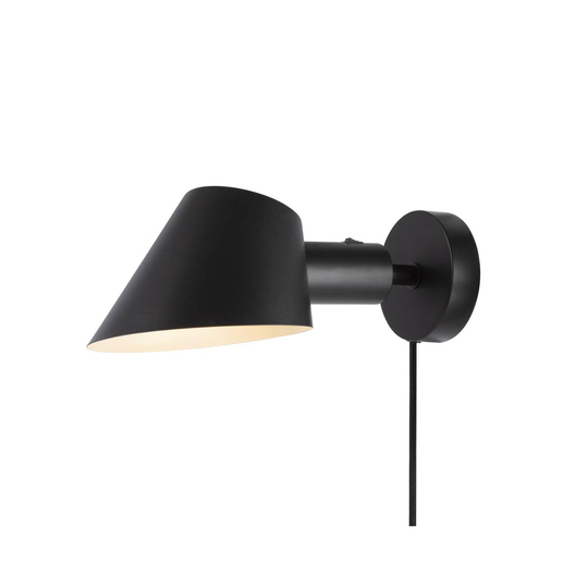 Vägglampa Stay Short med strömbrytare, svart