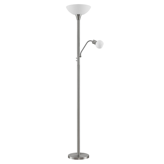 ELC golvlampa Navisa med läslampa, nickel matt