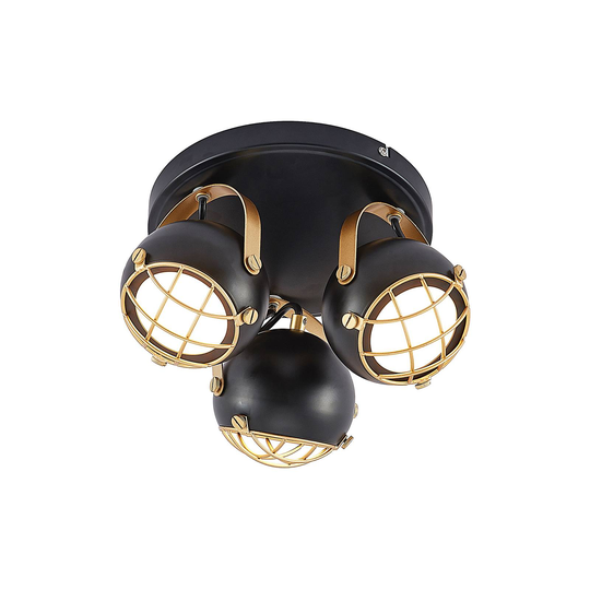 Lindby David LED-takrondell, gulddekor, 3 lampor