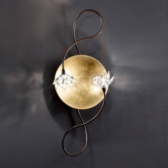 Blommig vägglampa FIORELLA 2-armad, klar