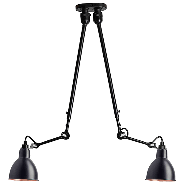 Lampe Gras N302 Taklampa Double Matt Svart & Matt Svart & Koppar