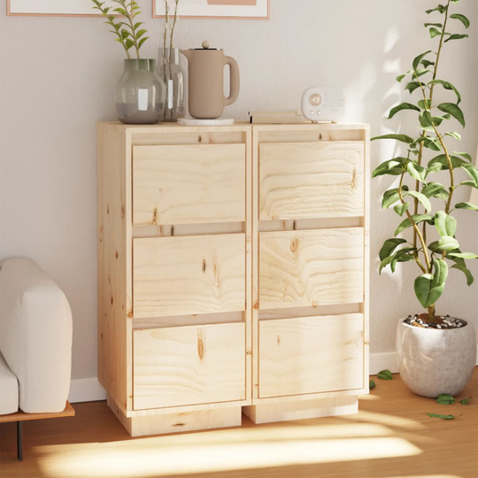 vidaXL Byråer 2 st 32x34x75 cm massiv furu