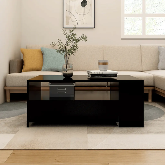 Soffbord svart 102x55x42 cm konstruerat trä