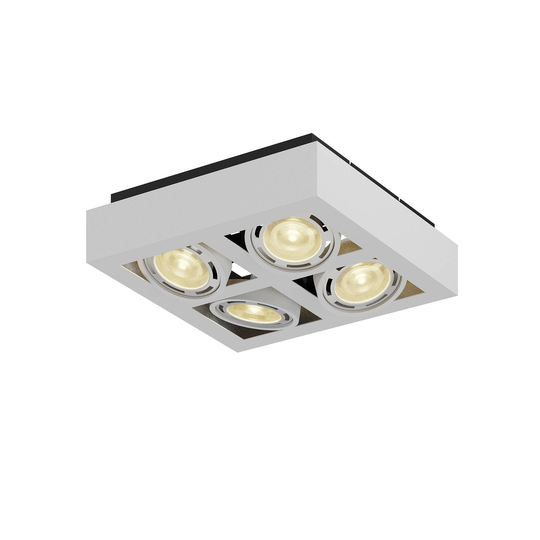 LED-takspotlight Ronka, 4 lampor, kvadratisk, vit