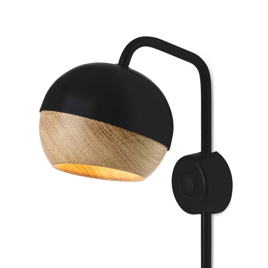 Mater Ray vägglampa, svart/ek