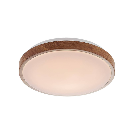 Lindby Mendosa LED-taklampa, träoptik, rund