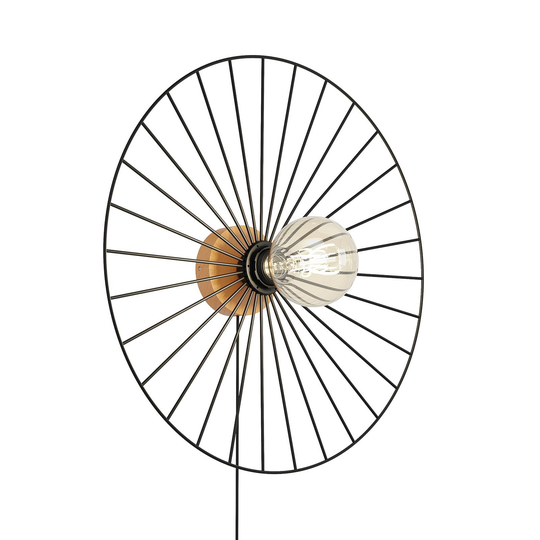 Envolight Yahel vägglampa, ek/svart, Ø 45 cm