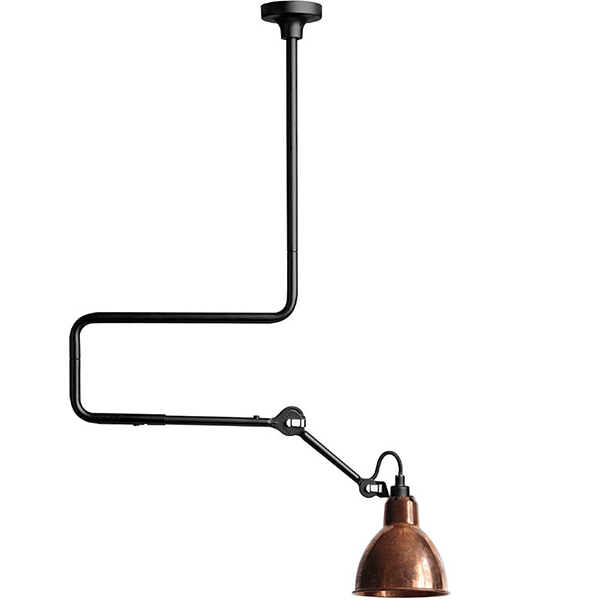 Lampe Gras N312 Taklampa Matt Svart & Rå Koppar