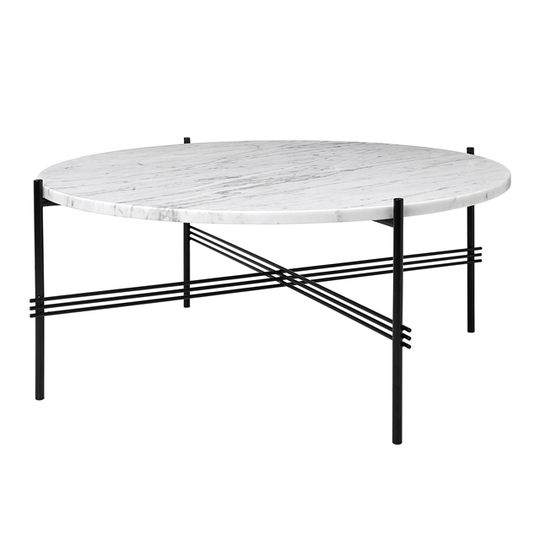 GUBI TS Soffbord Runt Ø80 Svart/ Vit Carraramarmor