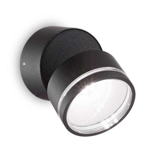 Ideal Lux Omega Round LED-vägglampa 4 000 K svart