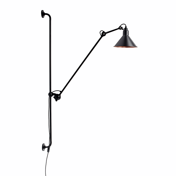 Lampe Gras N214 Vägglampa Matt Svart & Matt Svart/Koppar