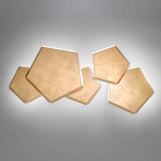 LED-vägglampa Pleiadi med bladguld, 5 lampor