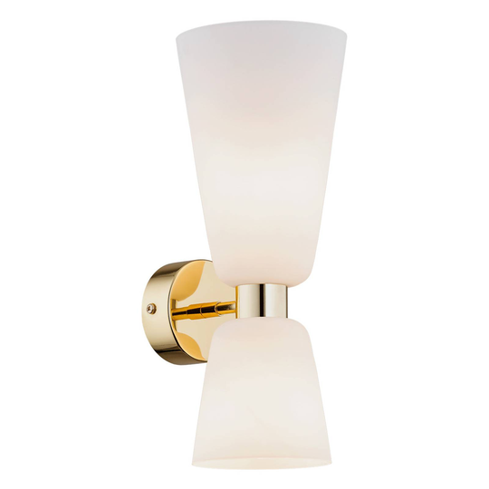 Vägglampa Rita, 2 lampor up/down opal matt/mässing