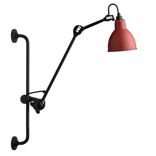 Lampe Gras N210 Vägglampa Matt Svart & Matt Röd