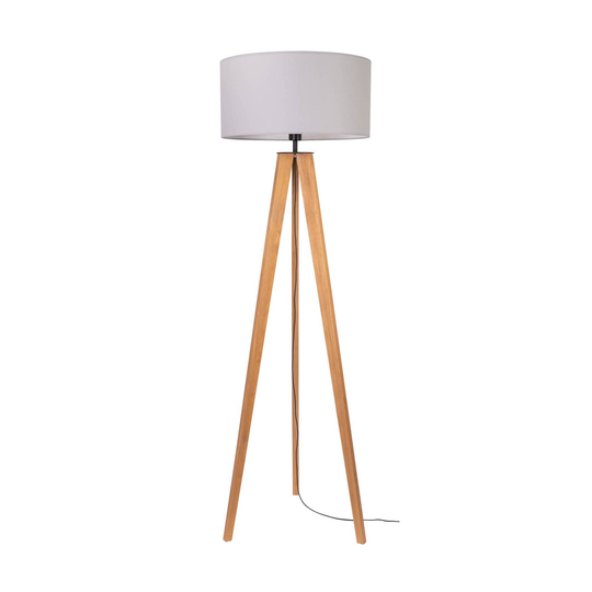 Golvlampa Maira, trebent, tall betsad, grå