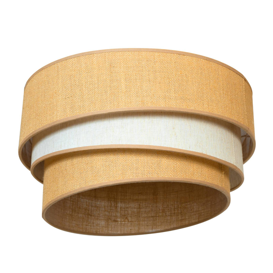 Taklampa Trio jute, naturbrun/vit, Ø60 cm