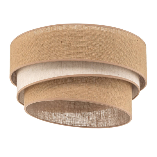 Taklampa Trio jute, naturbrun/vit, Ø45 cm