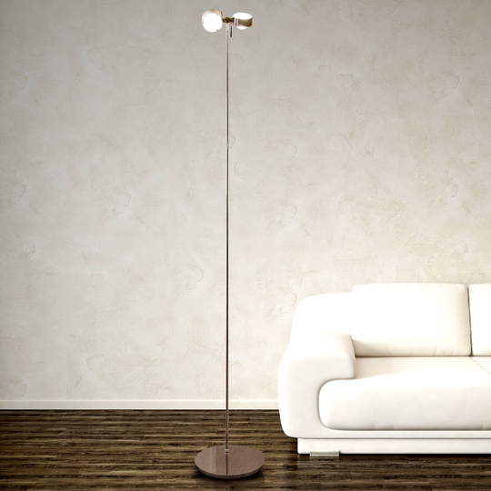 Flexibel golvlampa PUK FLOOR, matt krom, 2 ljus