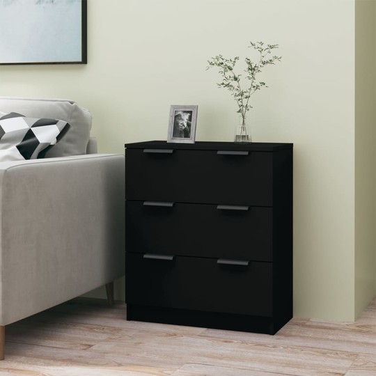 vidaXL Byrå svart 60x30x70 cm konstruerat trä