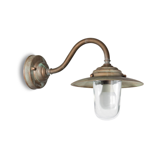 Utomhusvägglampa Chalet mässing djup 38 cm