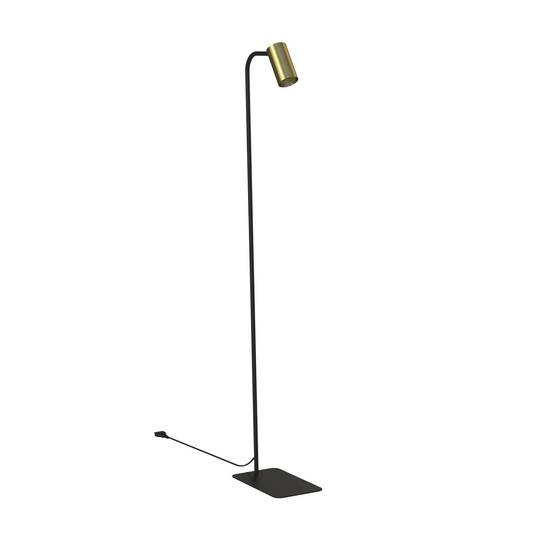 Golvlampa Mono, huvud vridbart, svart/mässing