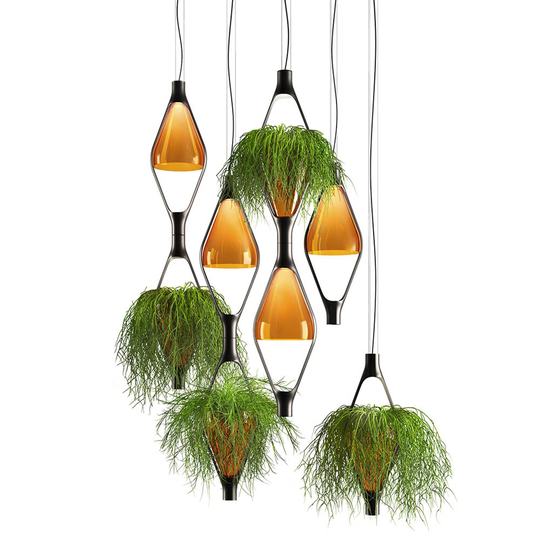 Kundalini Viceversa2 LED-hänglampa glas bärnsten