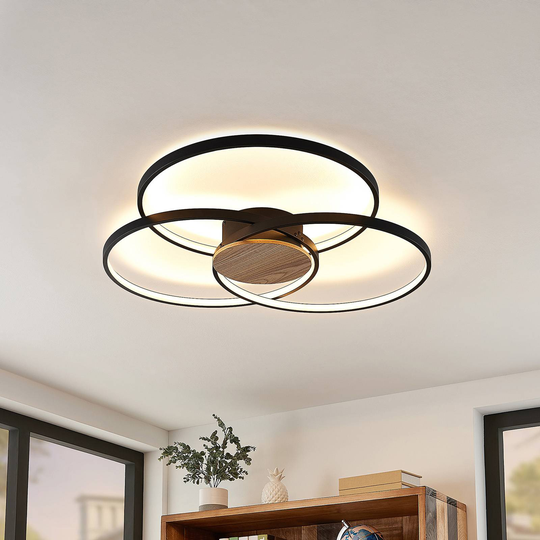 Lindby Riley LED-taklampa, dimbar, svart