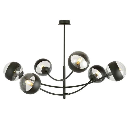 Taklampa Hunter, svart/klar, 6 lampor