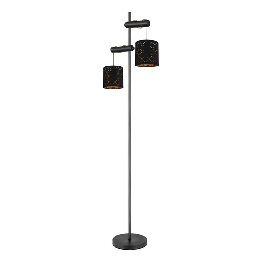 Golvlampa Clarke, 2 lampor, höjdjusterbar