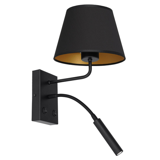 Vägglampa Soho, konisk, läslampa svart/guld