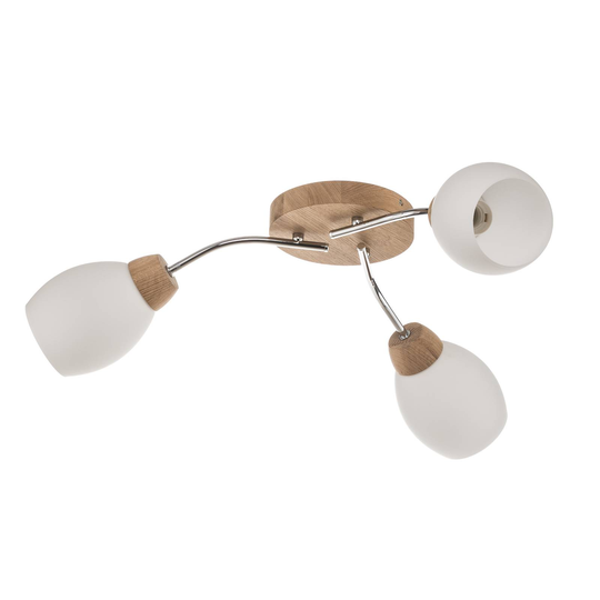 Taklampa Santa med ekträ och 3 lampor