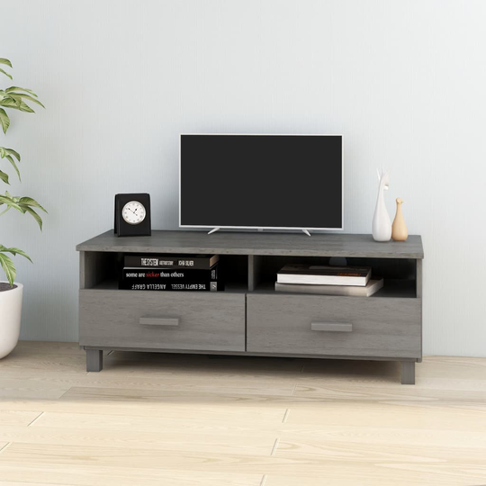vidaXL TV-bänk ljusgrå 106x40x40 cm massiv furu