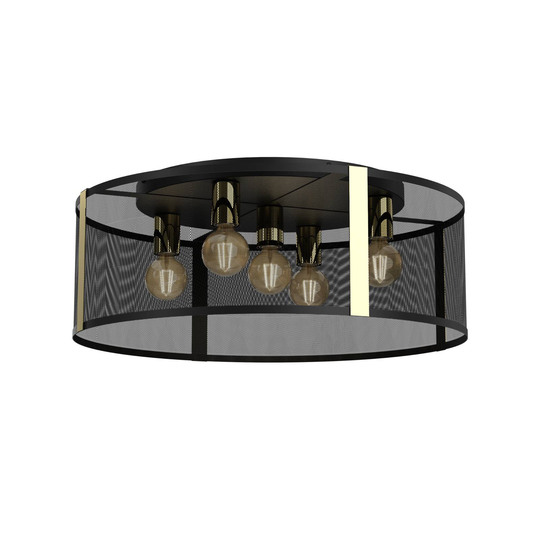 Taklampa Lavinia, gyllene lister, 5 lampor