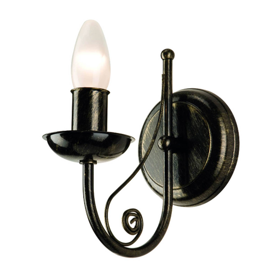 Vägglampa Ayleen av stål utan skärm, svart