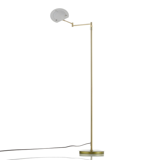 LED-golvlampa Calcio, justerbar, matt mässing
