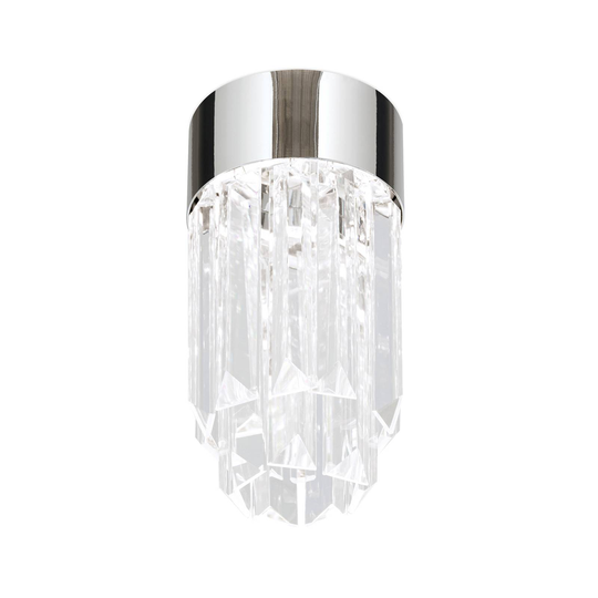 LED-taklampa Prism, kristallglas, Ø10 cm krom