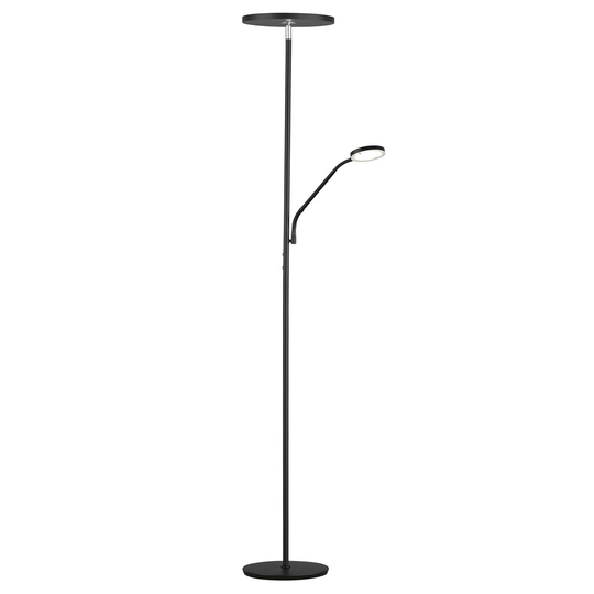 LED-golvlampa Fabi med läslampa, matt svart