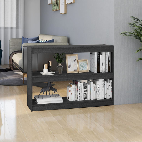 vidaXL Bokhylla/Rumsavdelare grå 100x30x71,5 cm furu
