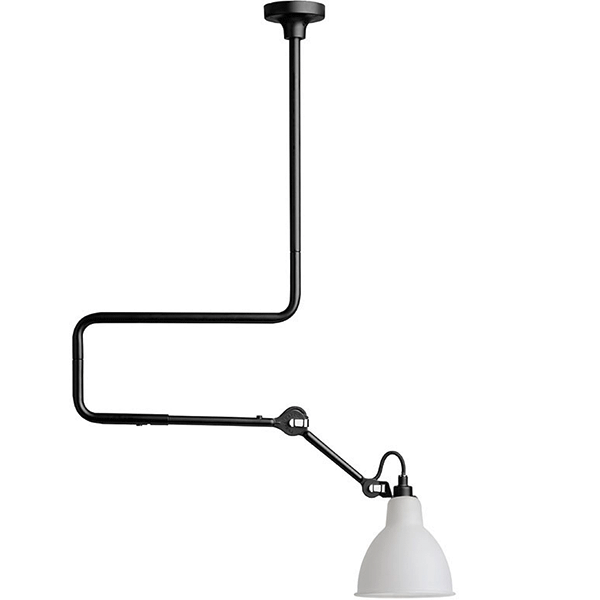 Lampe Gras N312 Taklampa Matt Svart & Opal Glas