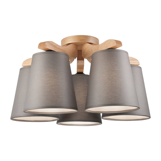 Taklampa LW741209, ek/grå, 5 lampor