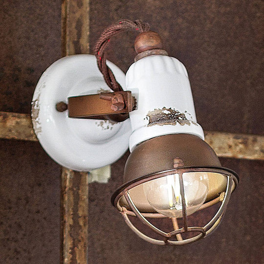 Vägglampa C1675/1 med korg, 1 lampa, vit