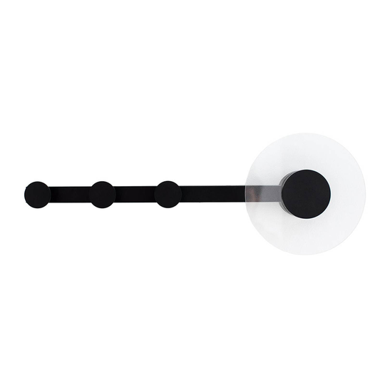 LED-vägglampa Venus, med klädkrok, svart