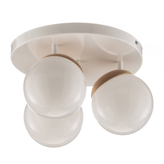 Taklampa Sfera 3 lampor direkt rund glas/trä